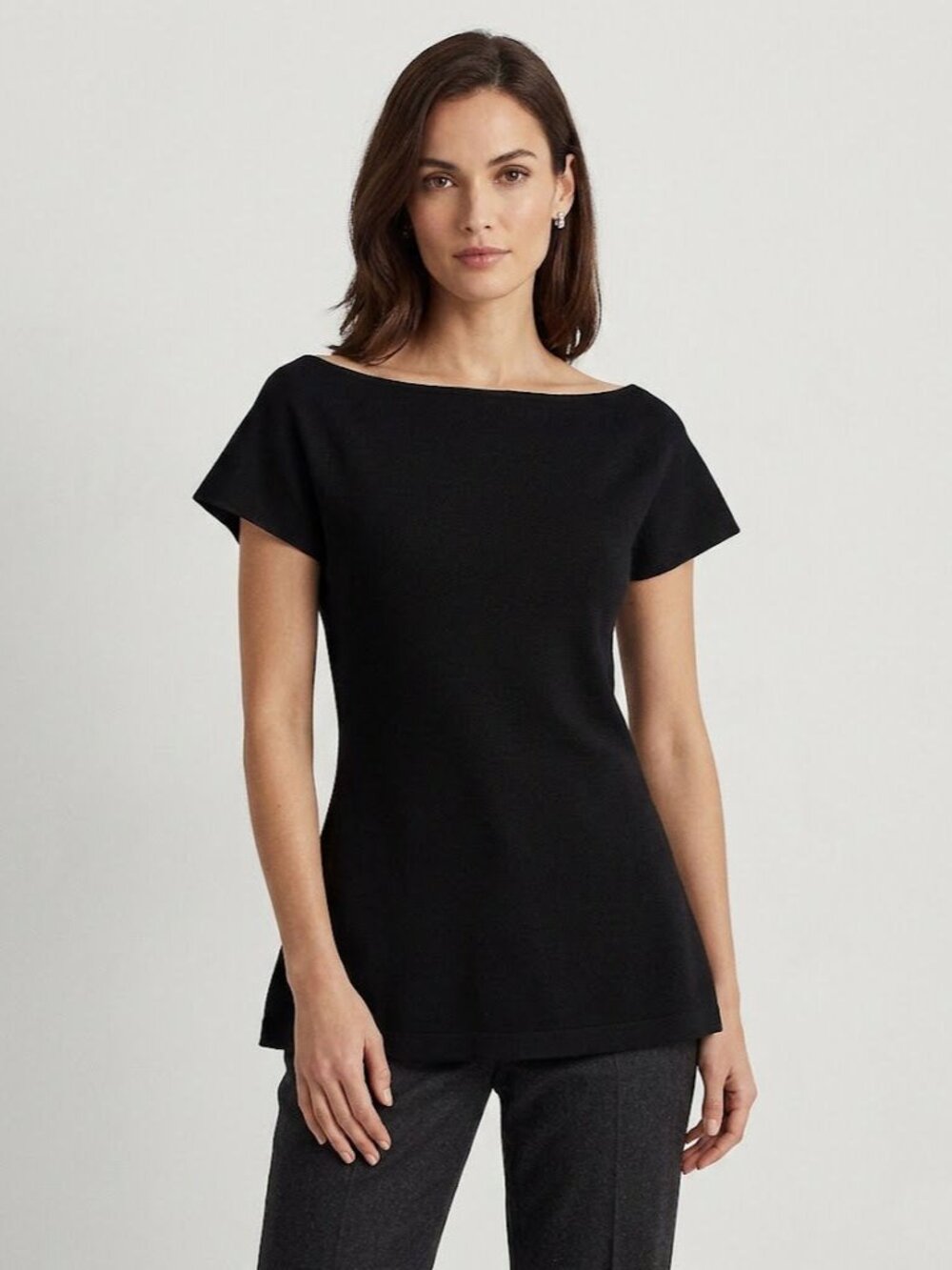 Tomas Maier Sculptural Dolman Sleeve Knit Top, Black, Womens Size 8